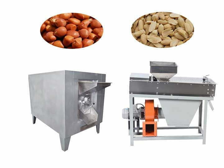 Peanut roasting and peeling machine